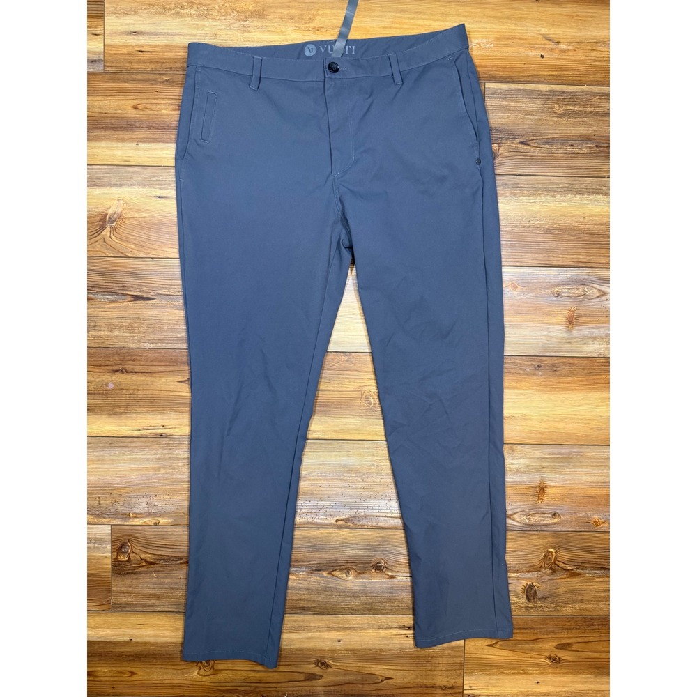 Vuori Meta Pant Charcoal Gray Blue Stretch Chino Tapered Leg Size 34